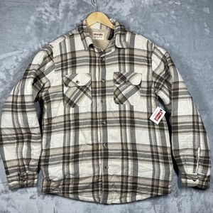 Wrangler Authentics Jacket Mens Medium Plaid Sherpa Lined Flannel Fleece Coat